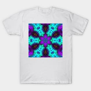 Psychedelic Hippie Flower Purple and Teal T-Shirt